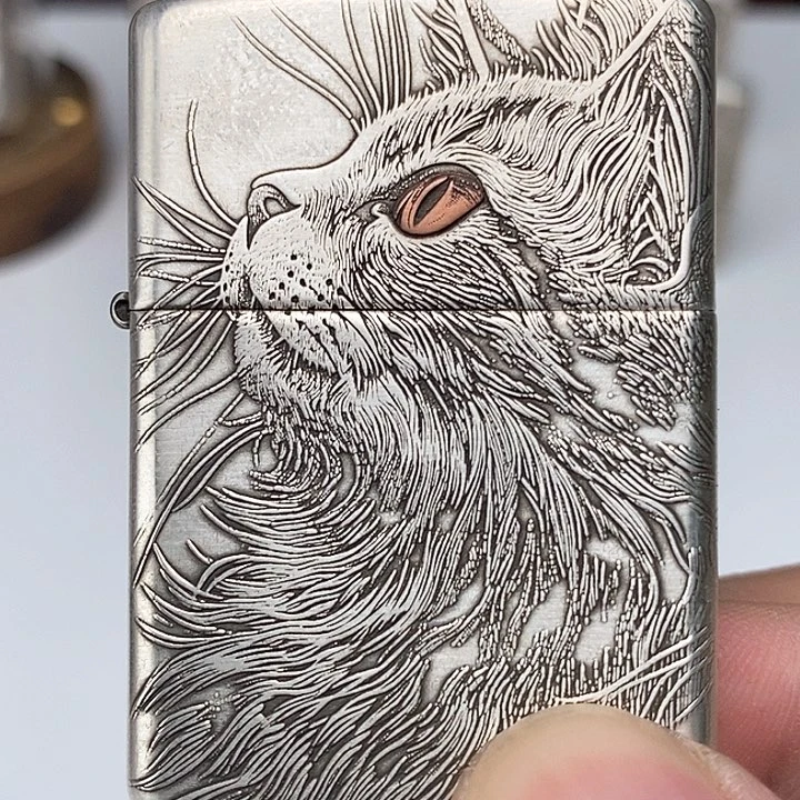 牛*纯银盔甲猫黄铜时刻经雕工艺