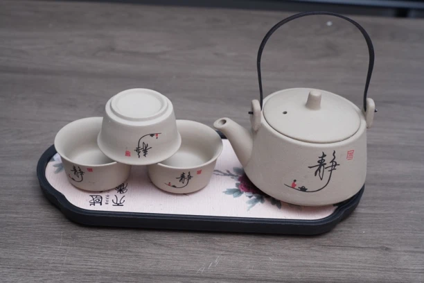 粗陶提梁壶一壶三杯+茶盘A105