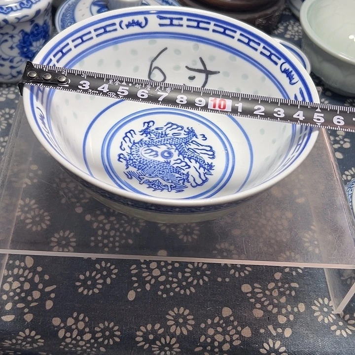 陶青花玲珑6寸，大饭碗，小面碗