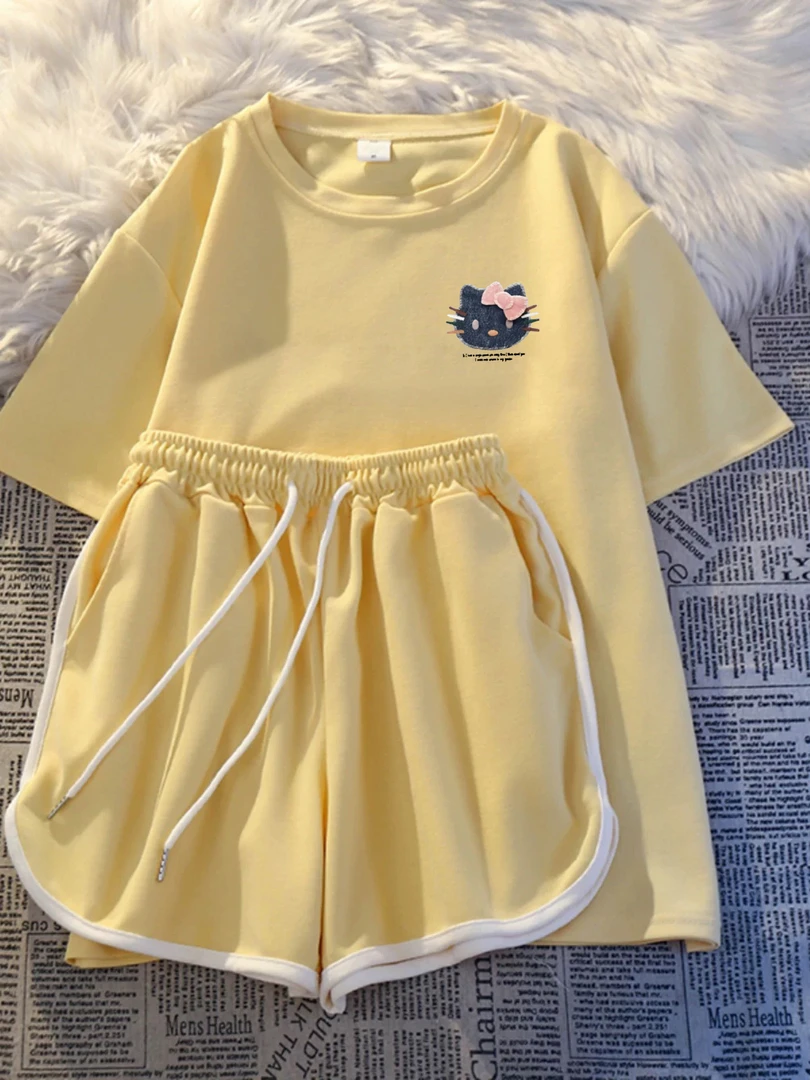 2025新款运动服套装女夏装宽松休闲短袖短裤薄款两件套跑步外穿潮