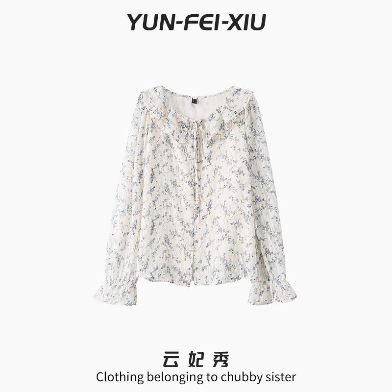 云妃秀大码女装衬衫时尚休闲微胖气质减龄宽松显瘦上衣夏季64161