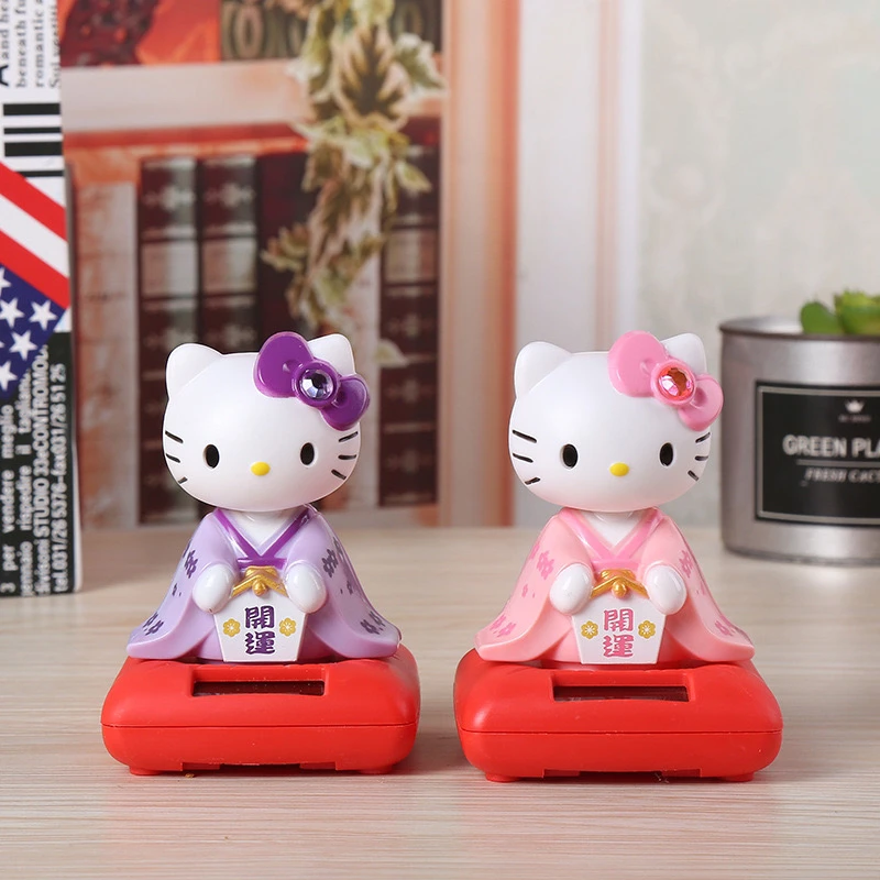 新款创意卡通小猫汽车摆件 太阳能摇头公仔汽车装饰品