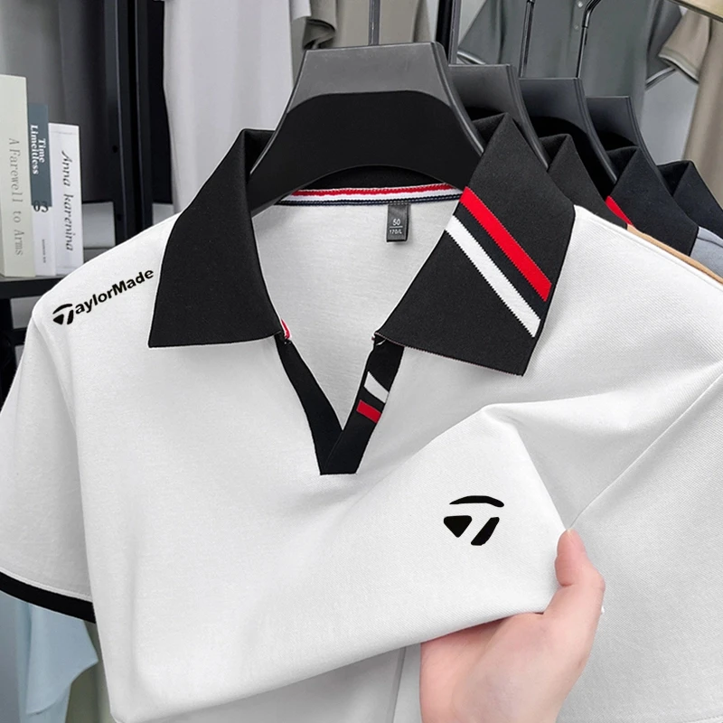 Taylormade泰勒梅高尔夫男士夏季新款短袖剪刀领polo衫男半袖T恤