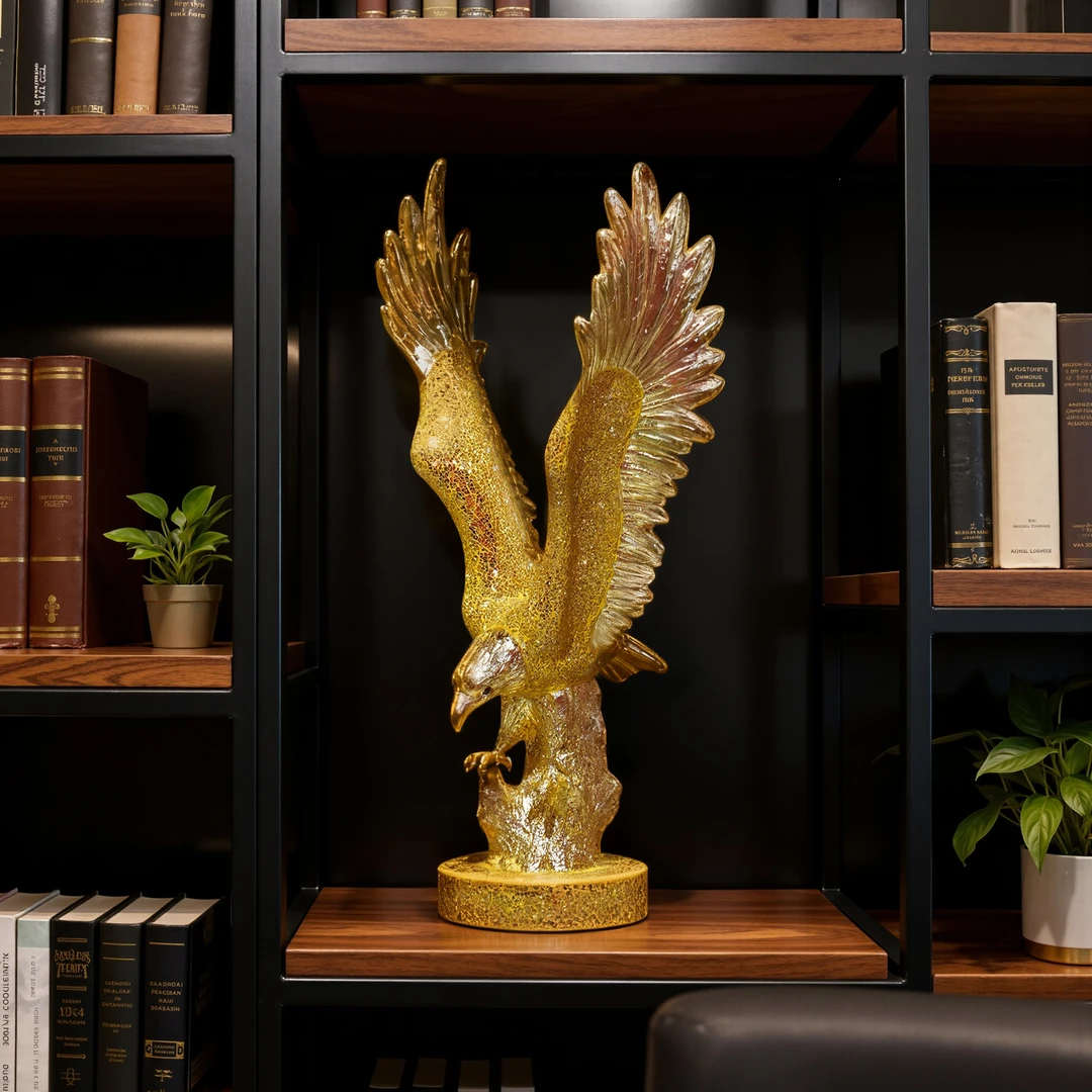 【本尼家】BJ67金雕《大鹏展翅》玻璃钢雕塑镜片贴片装饰创意玄关摆件
