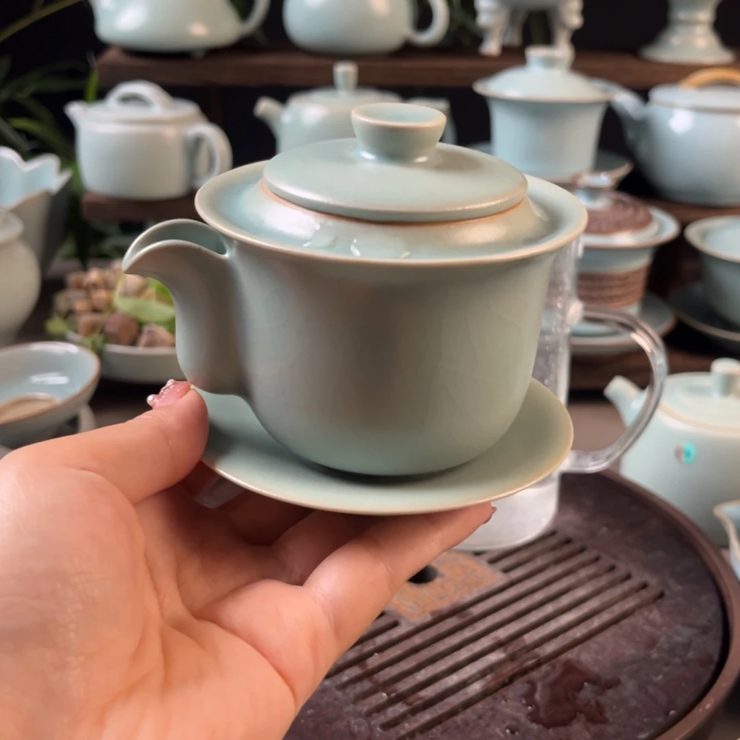 原矿仿古釉三才手抓快客