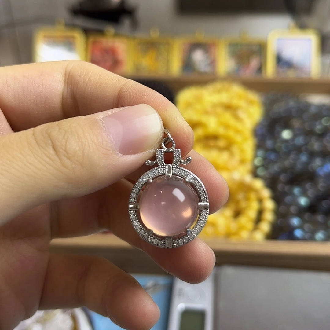 水晶颈饰银S925镶嵌矿坑