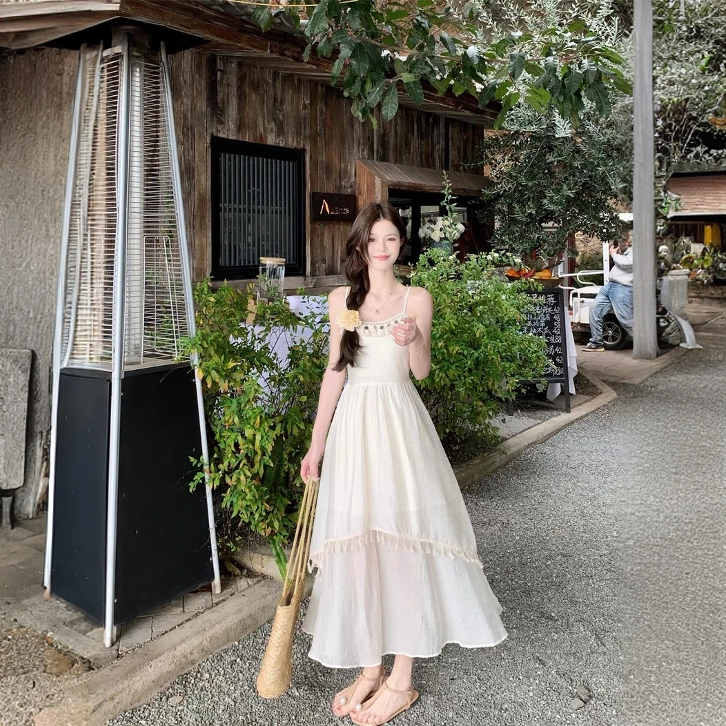 【夏季新款】法式度假风流苏吊带款显瘦连衣裙