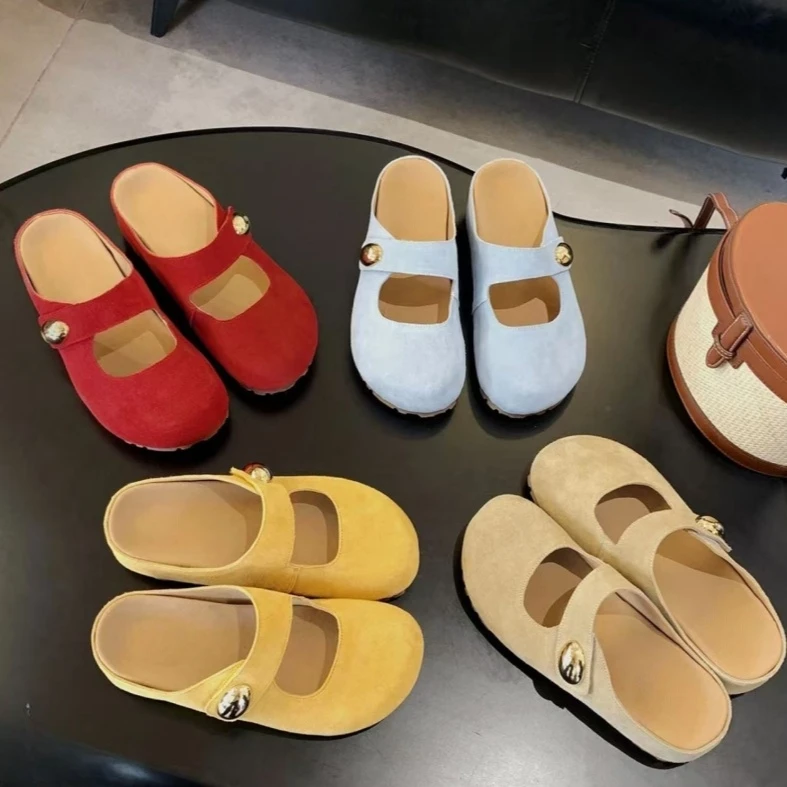 增高 5cm~小金豆大圆头软萌增高勃肯半拖鞋女