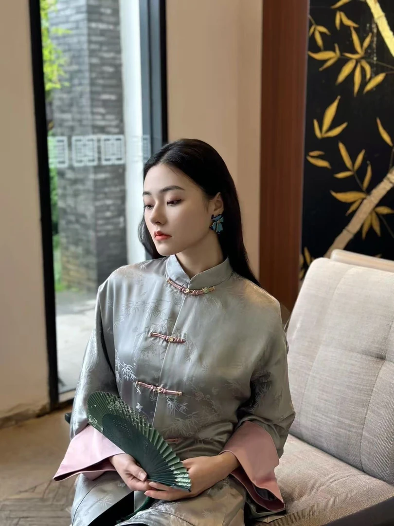 拼接花鸟纹提花套装