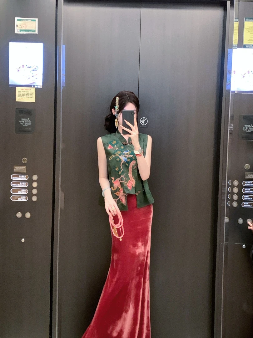 【雅乔定制】松梅双鹤 花鸟刺绣新中式国风马甲坎肩DYZY-25087759