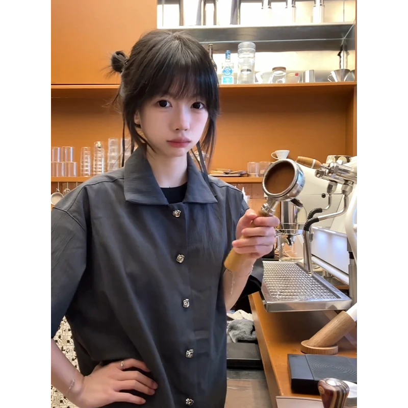 cleanfit永生花天丝混纺衬衫男款夏季设计感休闲肌理感正肩短袖潮