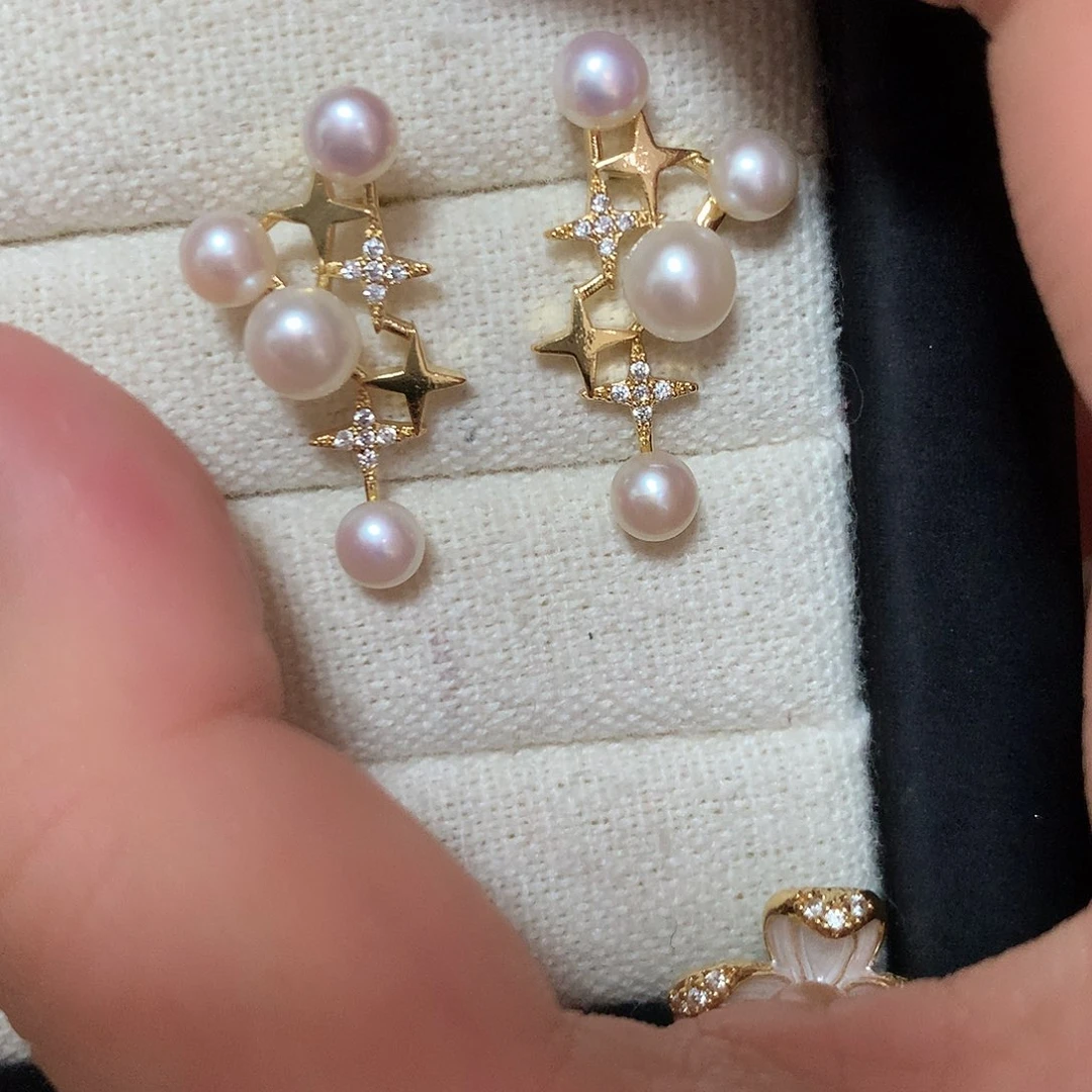 淡水珍珠耳饰合金