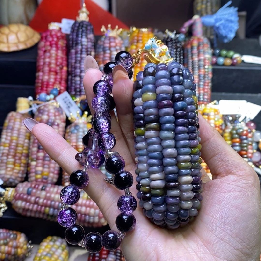 玉天**宝文玩玉米 紫色木马