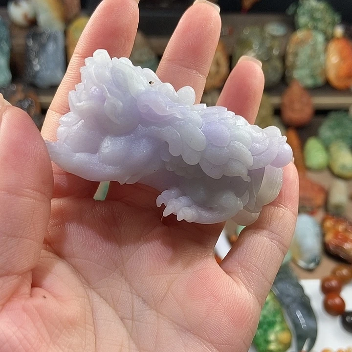 翡翠未镶嵌摆件腾冲老料翡翠紫罗兰貔貅