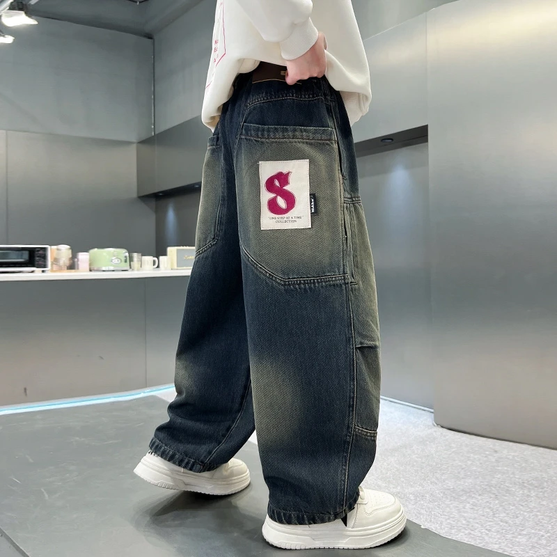 儿童装男童秋装裤子2025新款中大童休闲秋季长裤春秋款男孩牛仔裤