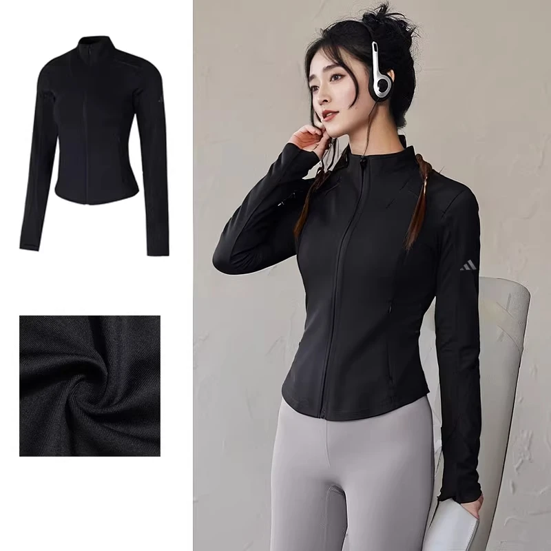 阿迪达斯针织夹克女子MT SLIM JKT薄款健身运动服瑜伽外套 JM8868