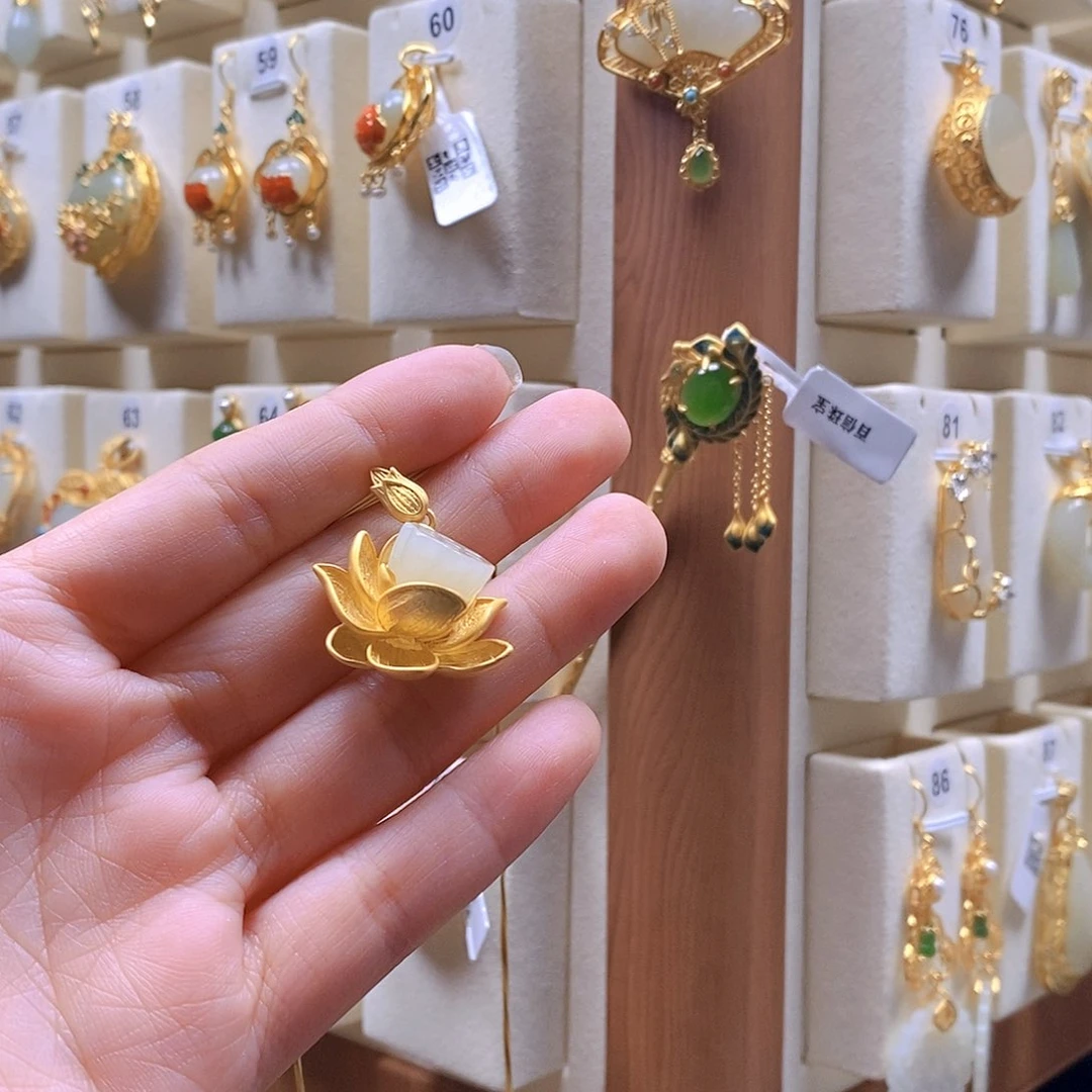 和田玉颈饰银S925镶嵌