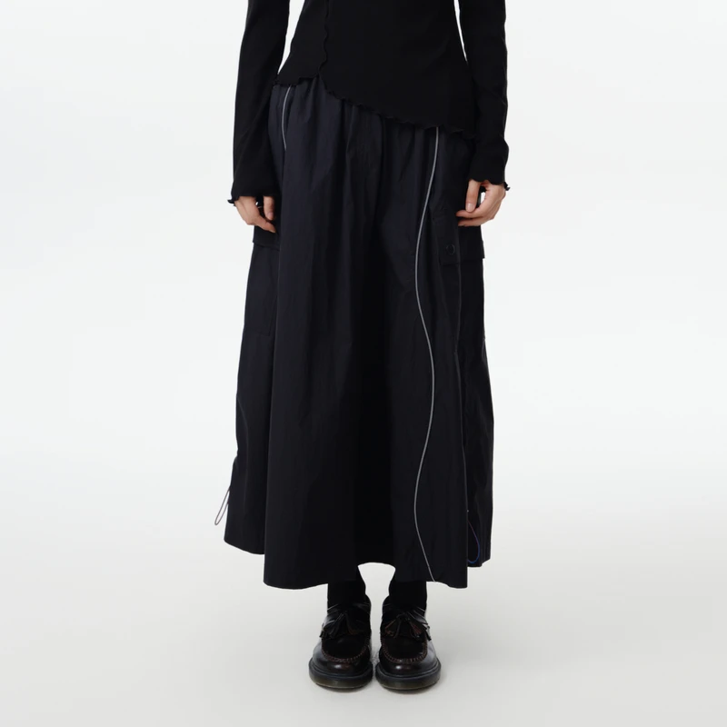 MOVEUP幻走2025春季新款.FUN 松紧腰弧形分割设计半身裙325120610