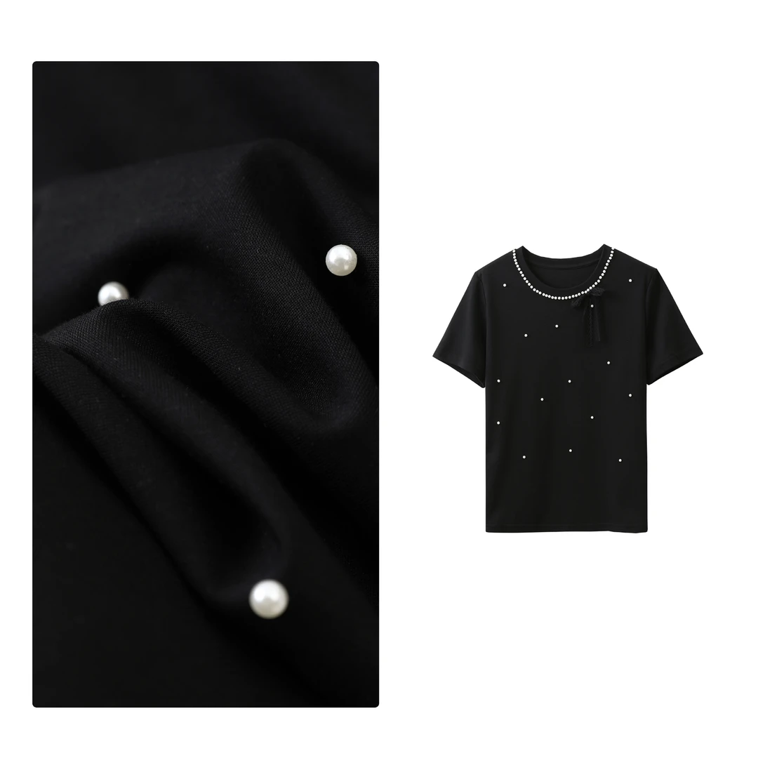 B 门店24&9！貌美小珍珠！吸睛亮眼/棉感透气舒适百搭短袖T恤C20577