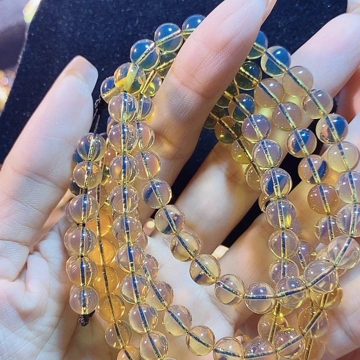 蓝珀未镶嵌珠宝奇石墨西哥蓝珀佛珠7