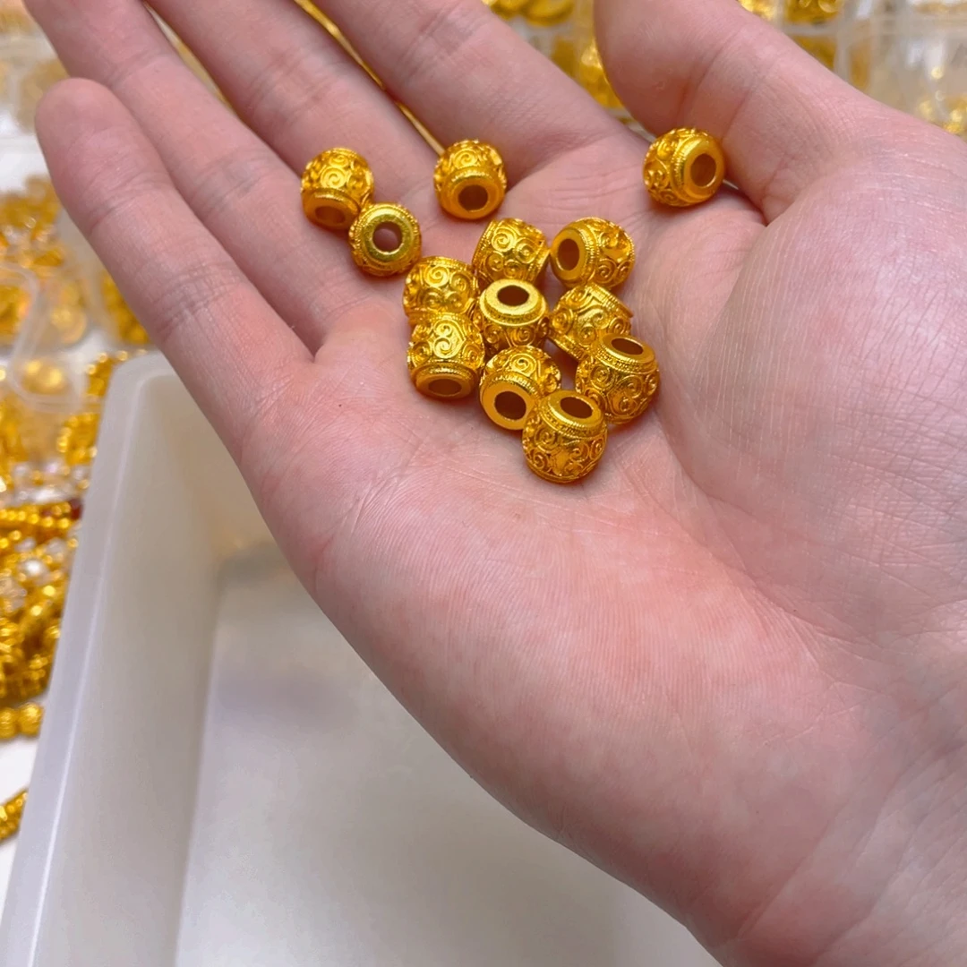 锆石铜合金祥云桶珠1颗