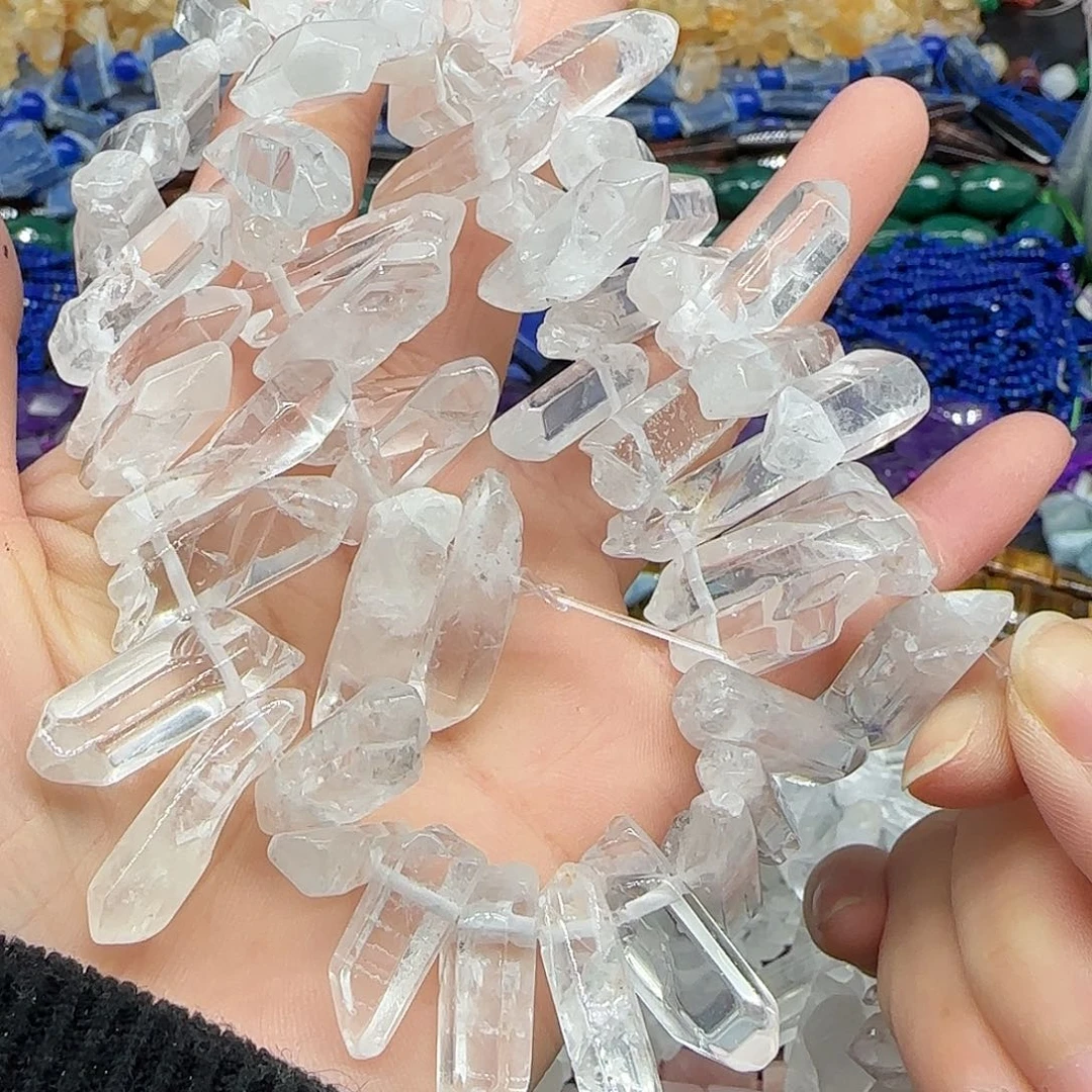 玛瑙/玉髓珠宝半成品合金白水晶柱一条