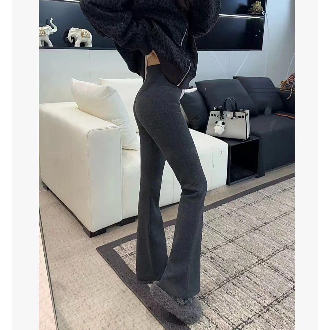 【月球漫步】2025冬季新款时尚加绒微喇芭比裤