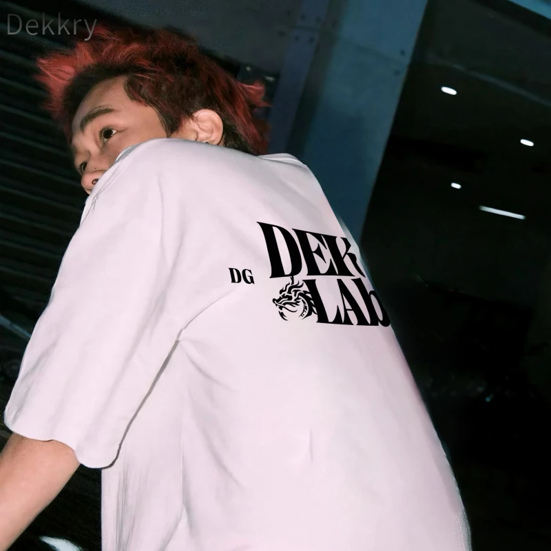 DekkryT恤圆领短袖夏季鲨鱼国潮宽松上衣时尚白色小众情侣街头ins