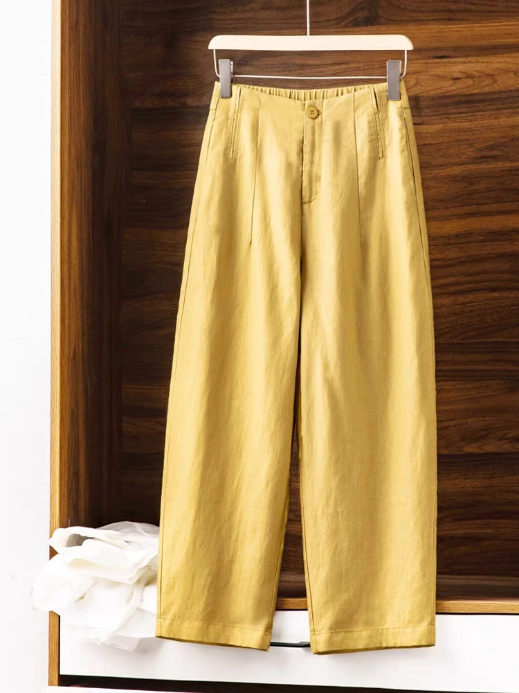 九 天丝亚麻九分气球裤夏季高腰小个子垂感窄版镰刀裤