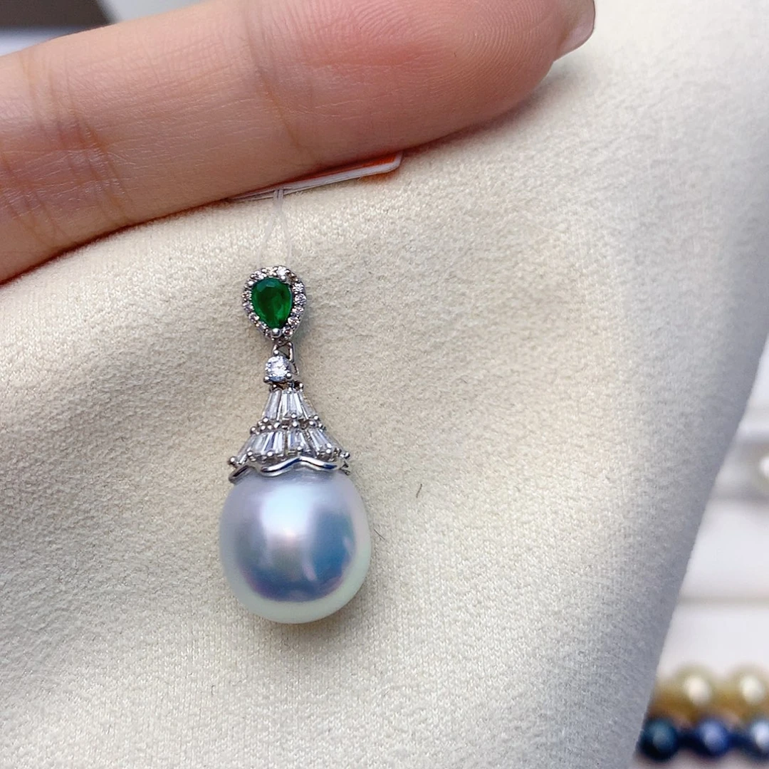 银S925镶嵌颈饰海水珍珠w61