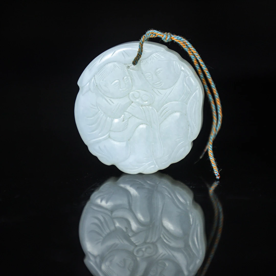 TCWWA09907清晚和田白玉和合二仙