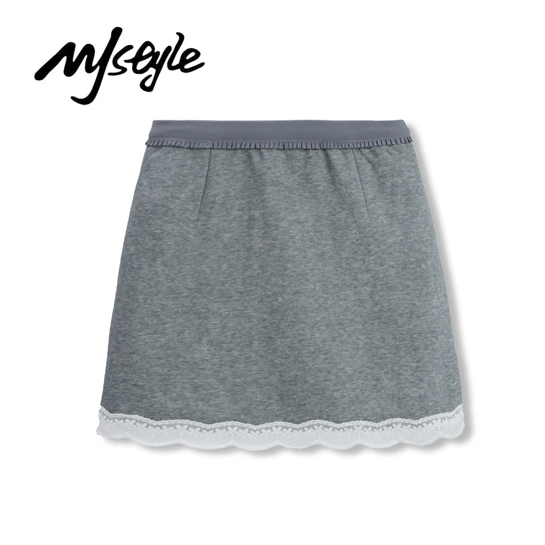 甜美风小众蕾丝花边A字包臀裙女春夏高腰显瘦休闲舒适卫衣半身裙