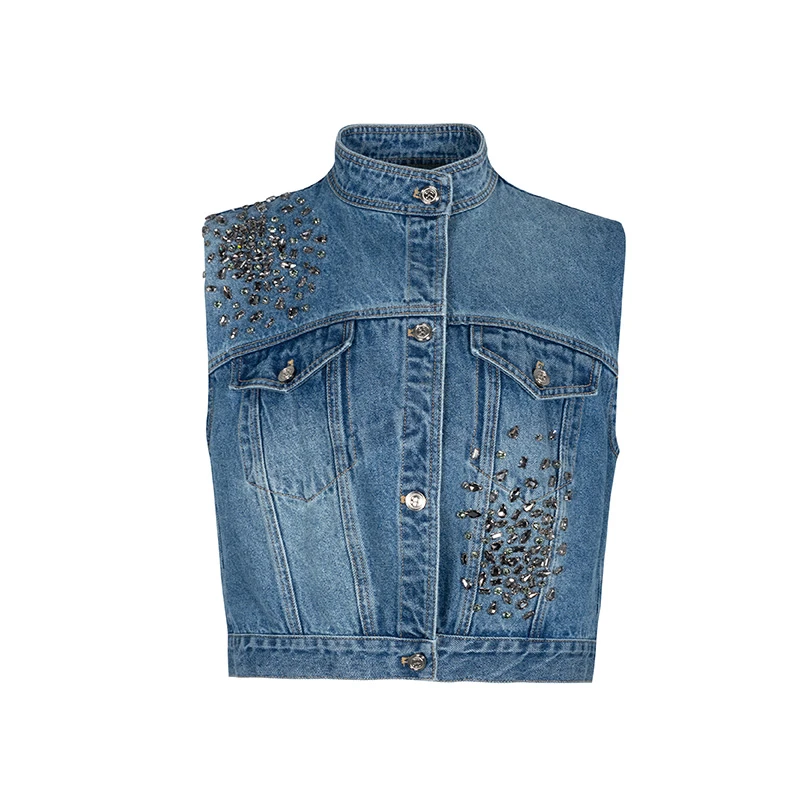 【直播专享】商场同款春秋新品时尚丹宁蓝牛仔马甲N012A41591