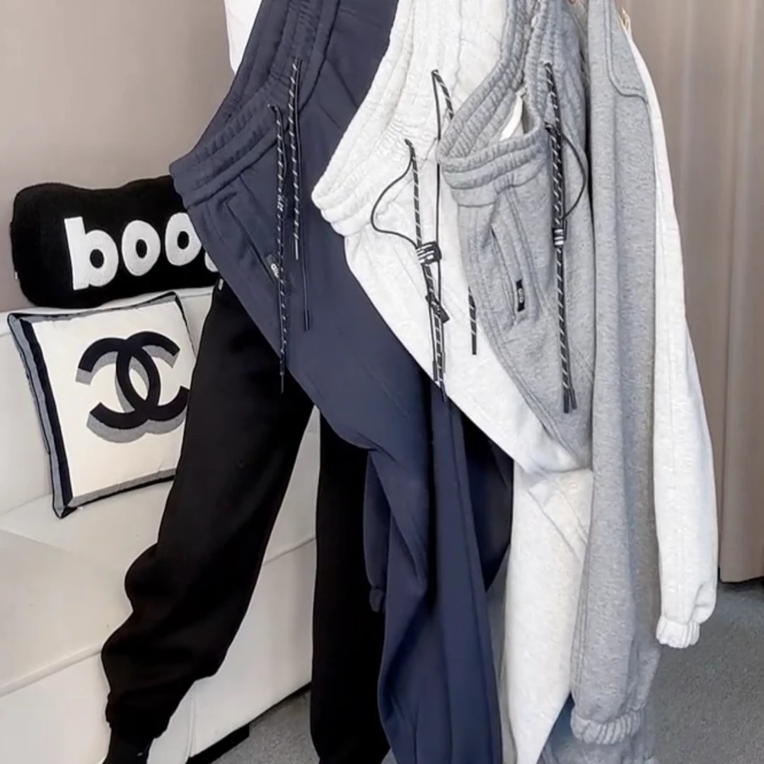 秋冬新款加厚加绒松紧腰卫裤休闲裤【实物微色差】