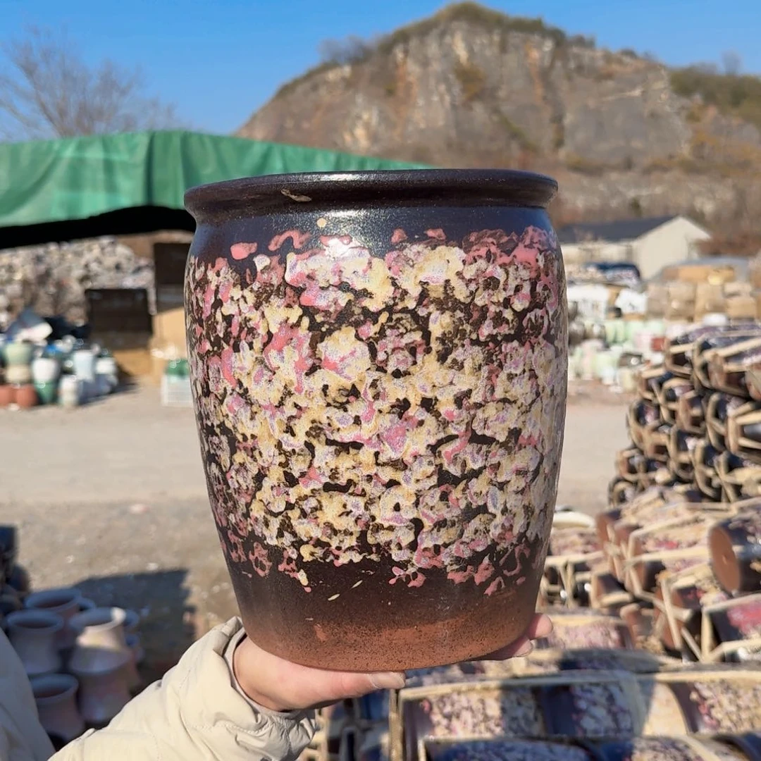 紫砂花盆口20高25（一个姹寂红色