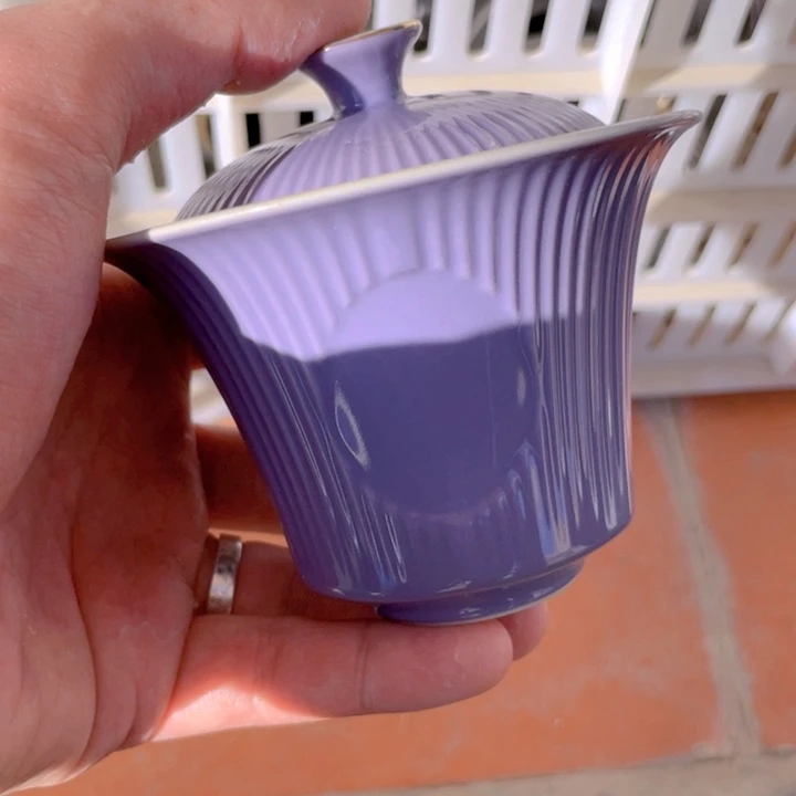 虾紫菂色品月盖碗无花