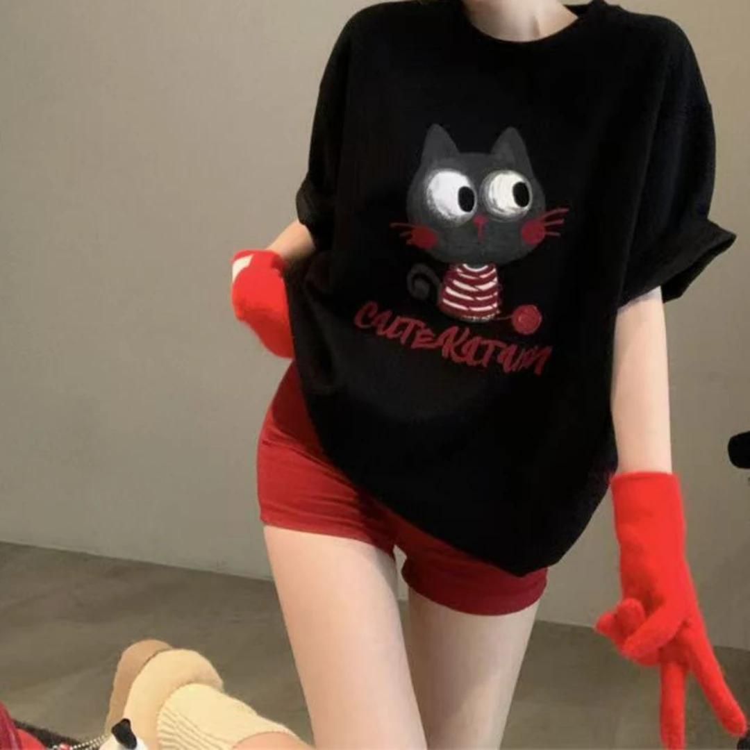 Z.X 卡通猫咪印花短袖T恤 DT03