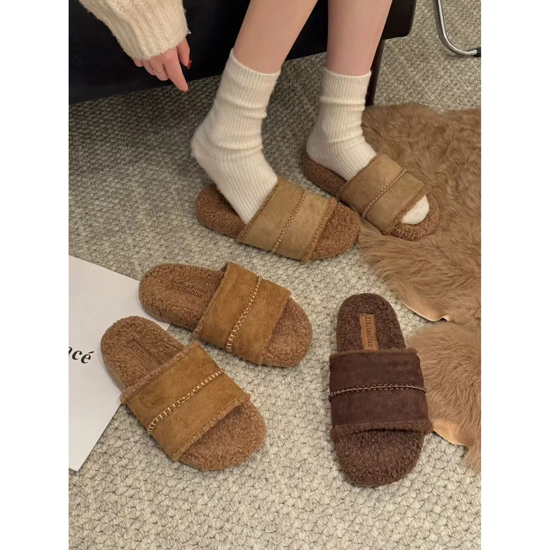 秋冬休闲款拖鞋女新款配裙子仙女风毛毛拖鞋232