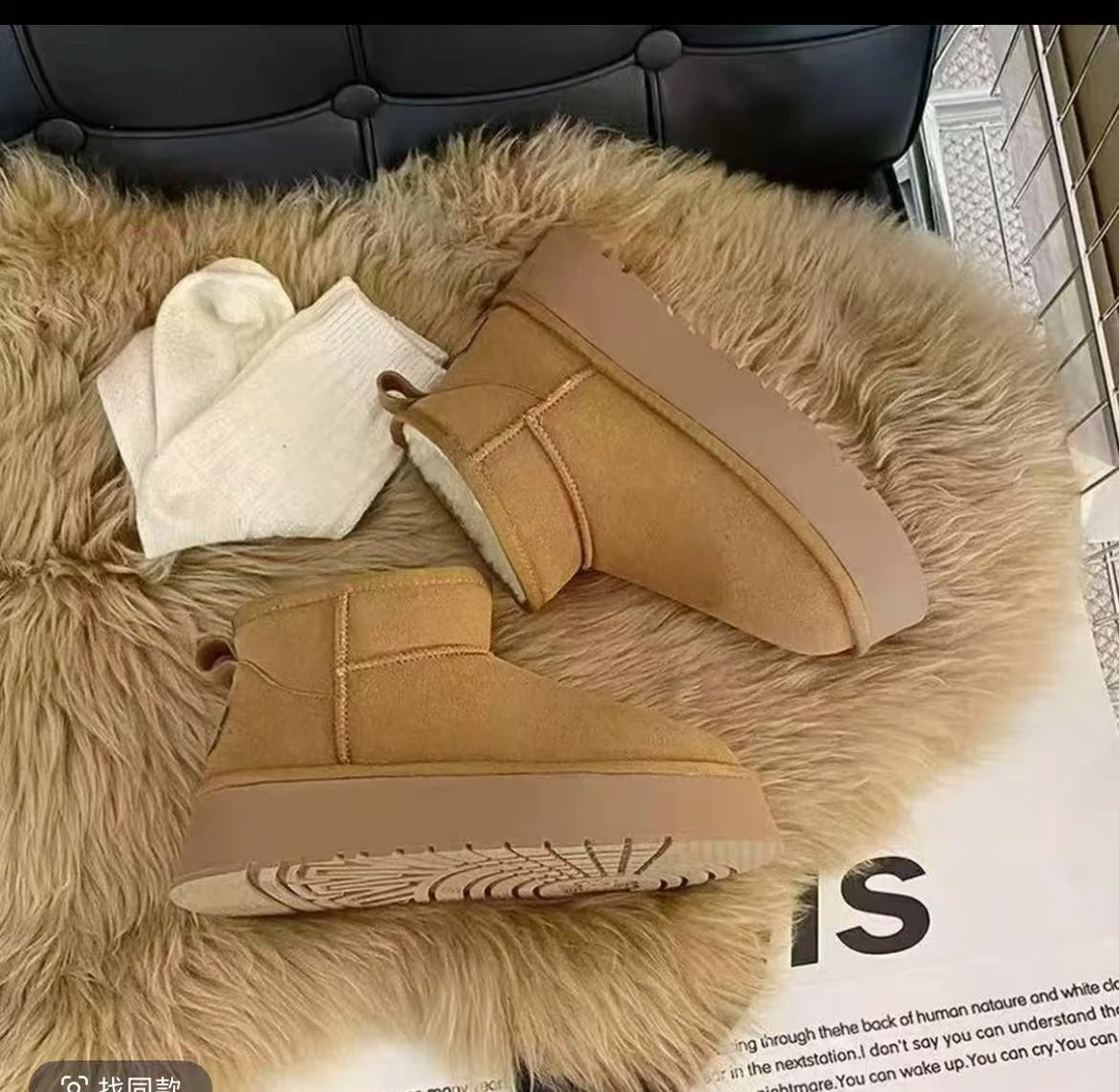 雪地靴女2025冬季新款软面加绒保暖一脚蹬短靴平底百搭轻便女棉靴