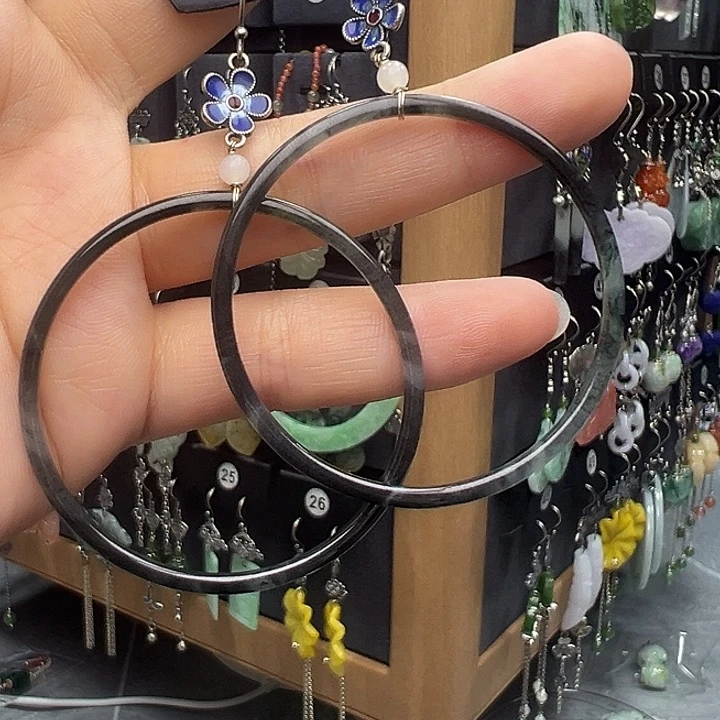 翡翠银S925镶嵌耳饰555566