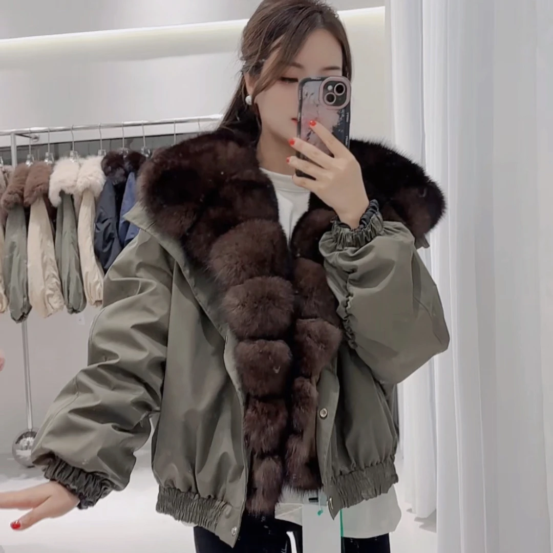 『复古加州』真狐狸毛鹅绒派克羽绒服女2025冬季新款皮草外套