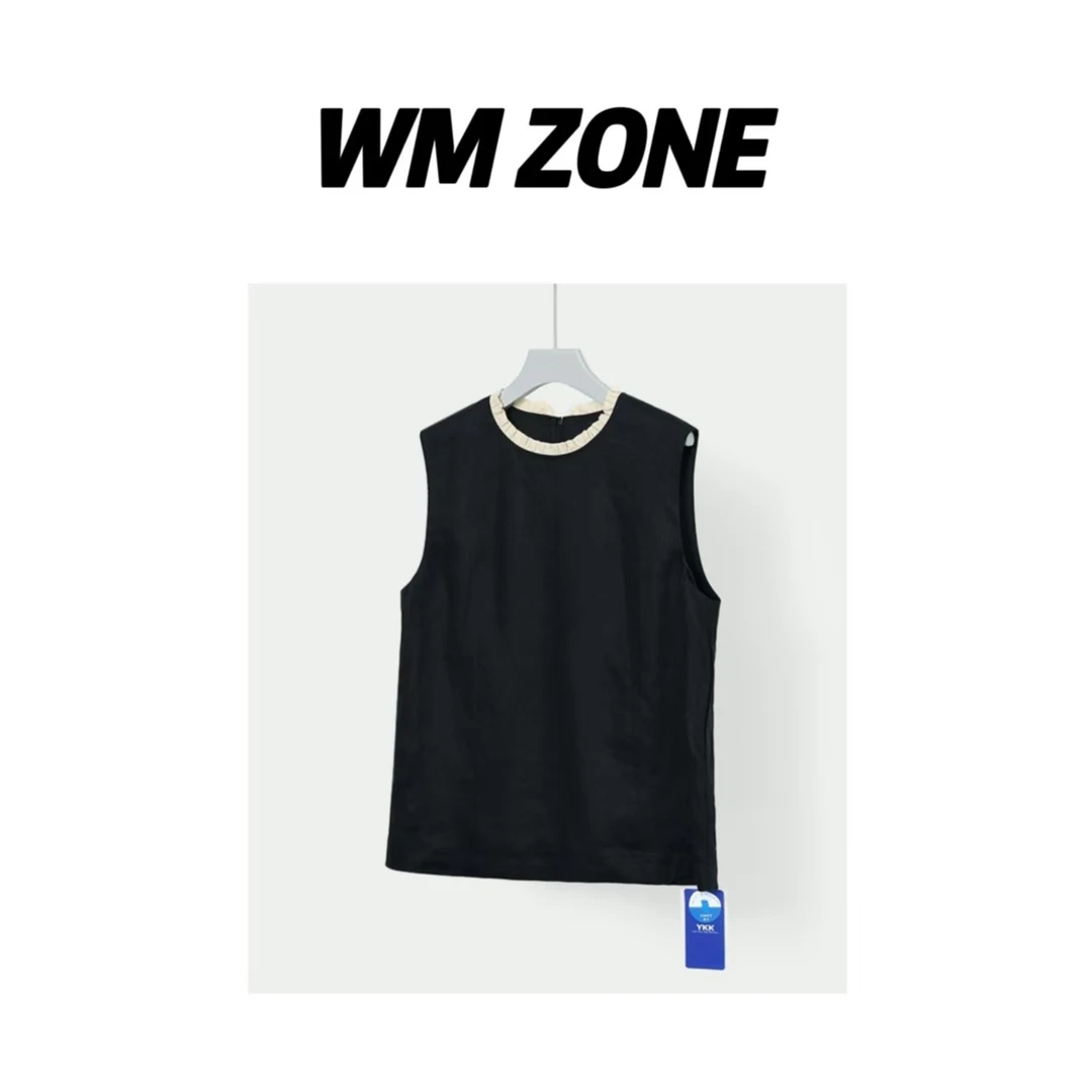 虎儿 3-2-3669  25-175 花边领亚麻无袖上衣