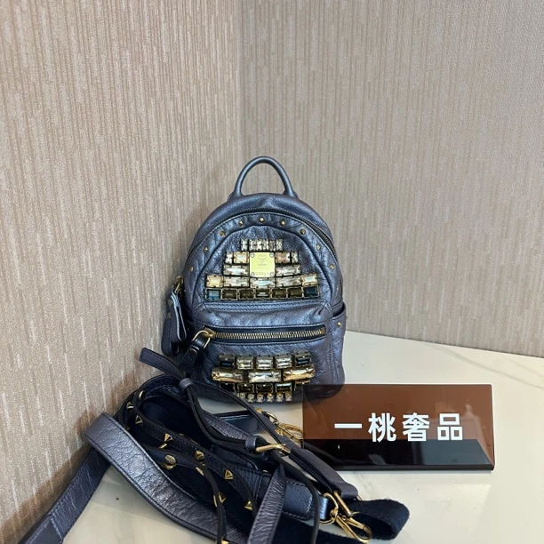 95新 MCM 一桃/mcm 水晶mini双肩斜挎