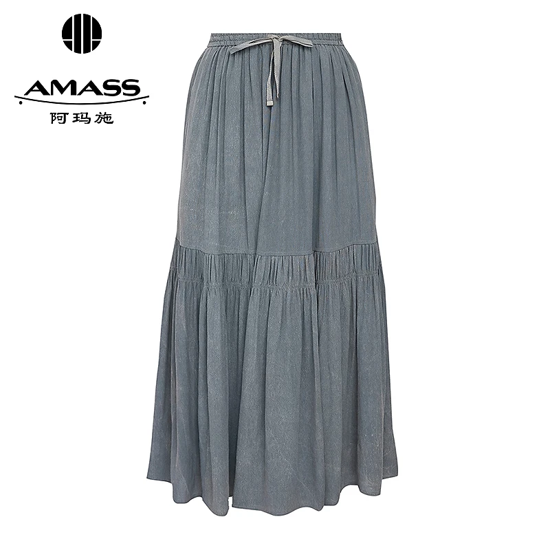 阿玛施AMASS 优雅古典两节式松紧腰抽绳伞裙5200408