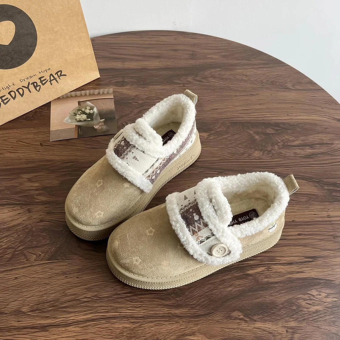 卓诗尼【断码】加绒保暖棉鞋女2025冬季新款搭扣设计勃肯鞋女棉拖鞋