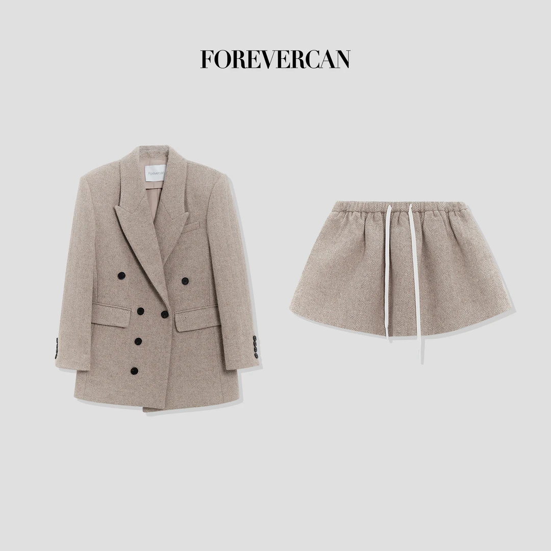 FOREVERCAN“蒙特卡洛”澳洲美利诺羊毛外套SC22339+半身裙SD22289