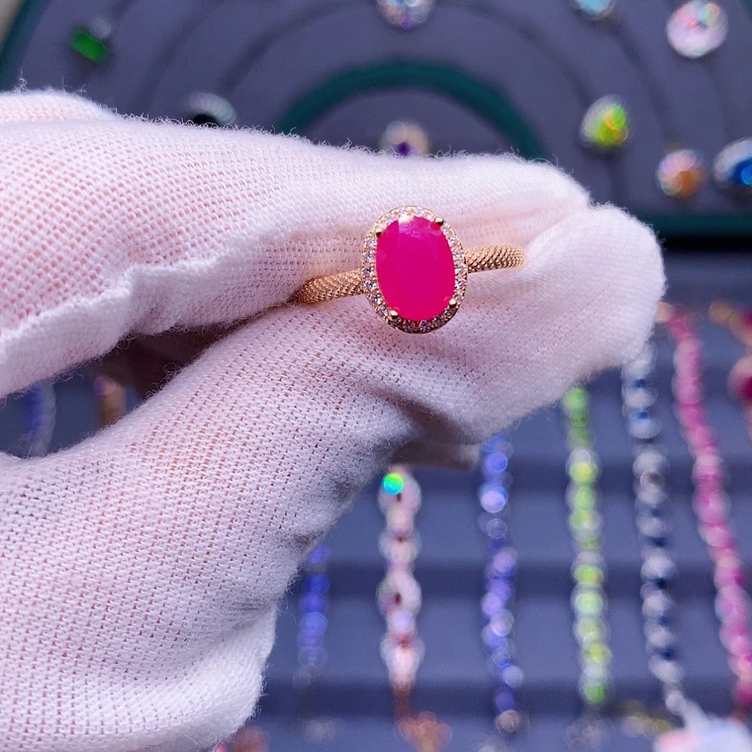 红宝石戒指银S925镶嵌