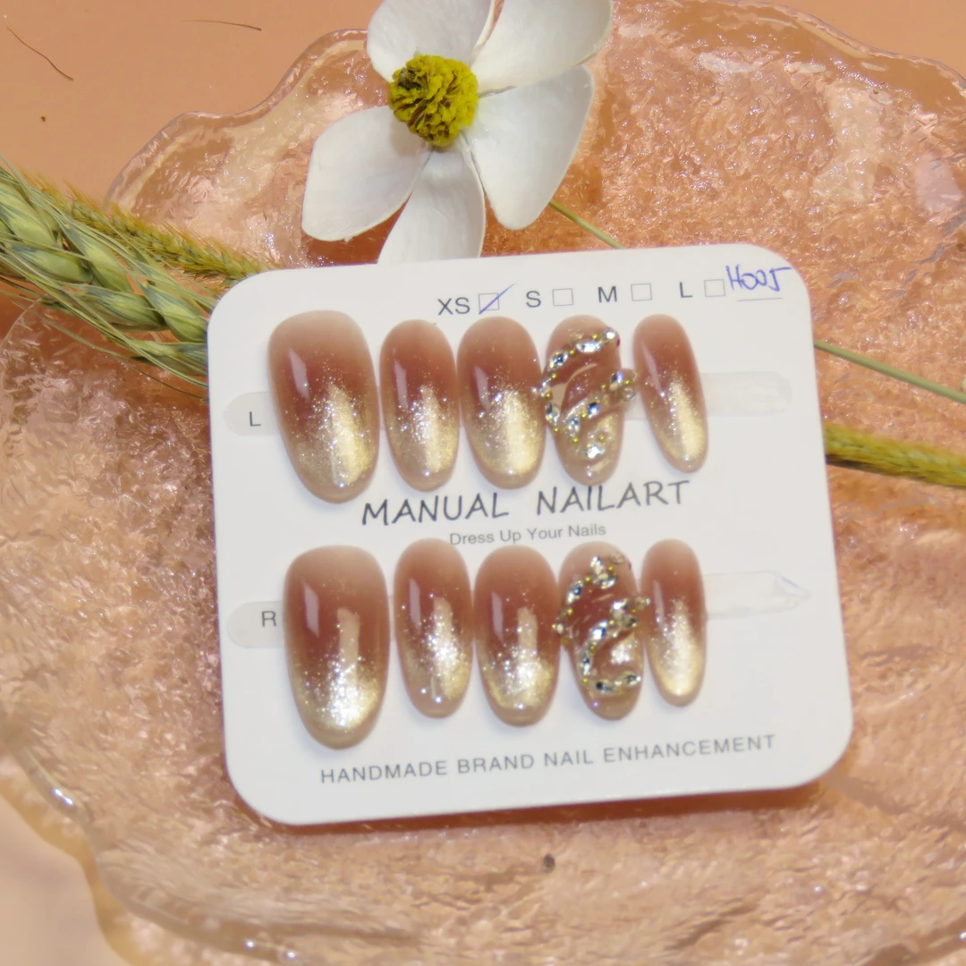 2025新款晶莹小蛇（椭圆）纯手工穿戴美甲气质纯欲中长款冰透穿戴甲