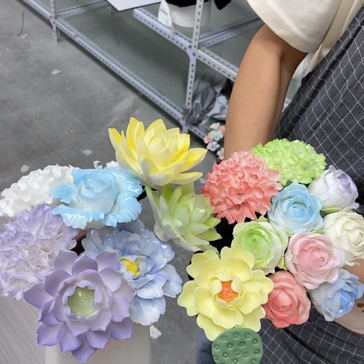 摆件手工制作陶瓷花