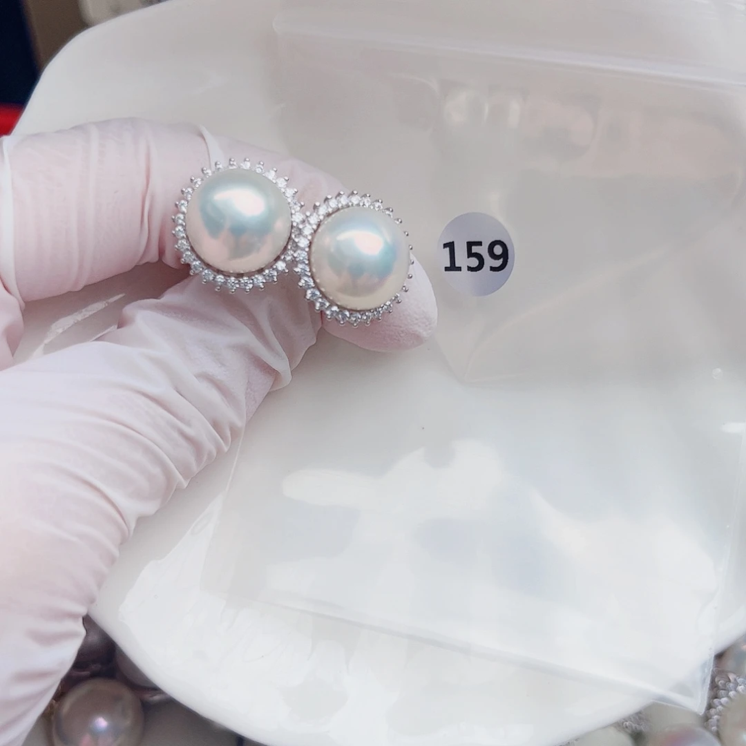 银S925镶嵌淡水珍珠耳饰